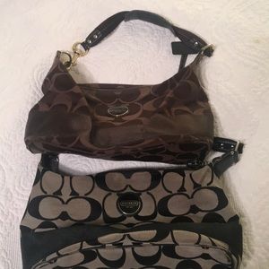 One Brown + One Black Medium Coach Purse